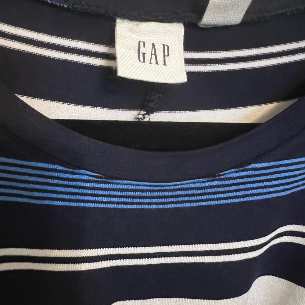 GAP Striped Blue and White Wrap Belt Sleeveless Dress. Size MP - Picture 5 of 7